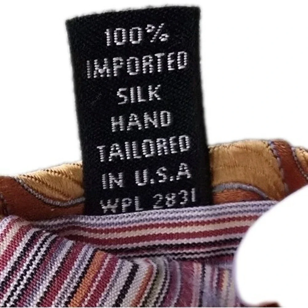 Ted Baker Geometric 100%‎ Silk Men's Neck Tie Hand Tailor  Orange Gold Striped